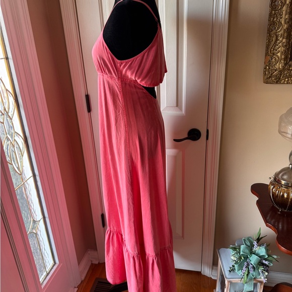 Free People Elegant Coral Pink Open Back Maxi Dress size X-Small - Picture 6 of 13